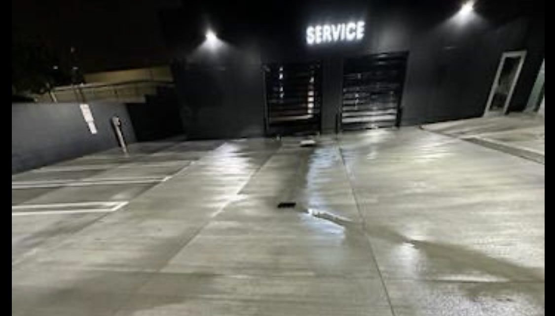 Commercial parking or drive-area pressure washing