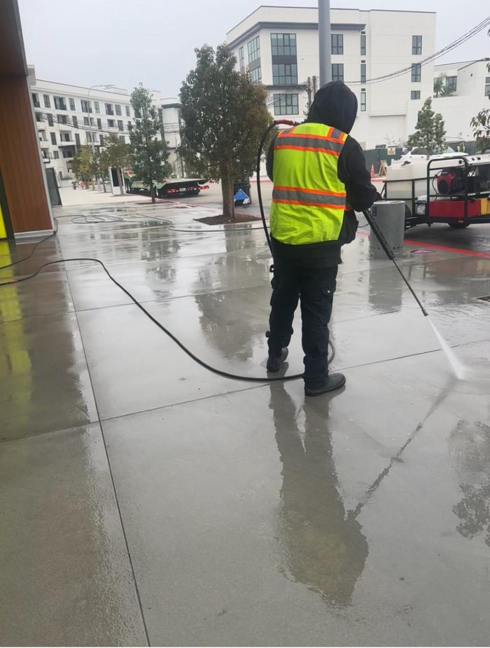 Commercial sidewalk or storefront walkway cleaning